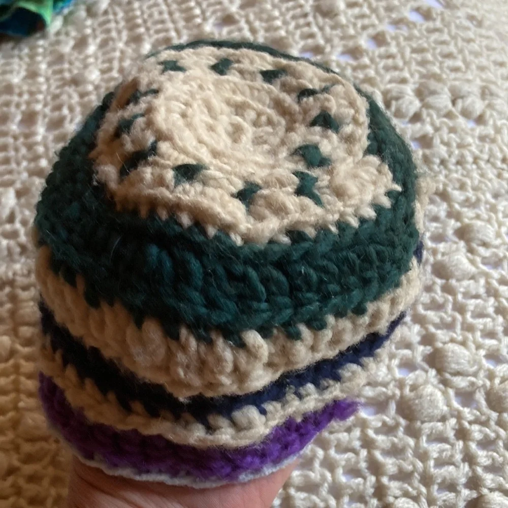 Hand crochet thick beanie with spiral fir child